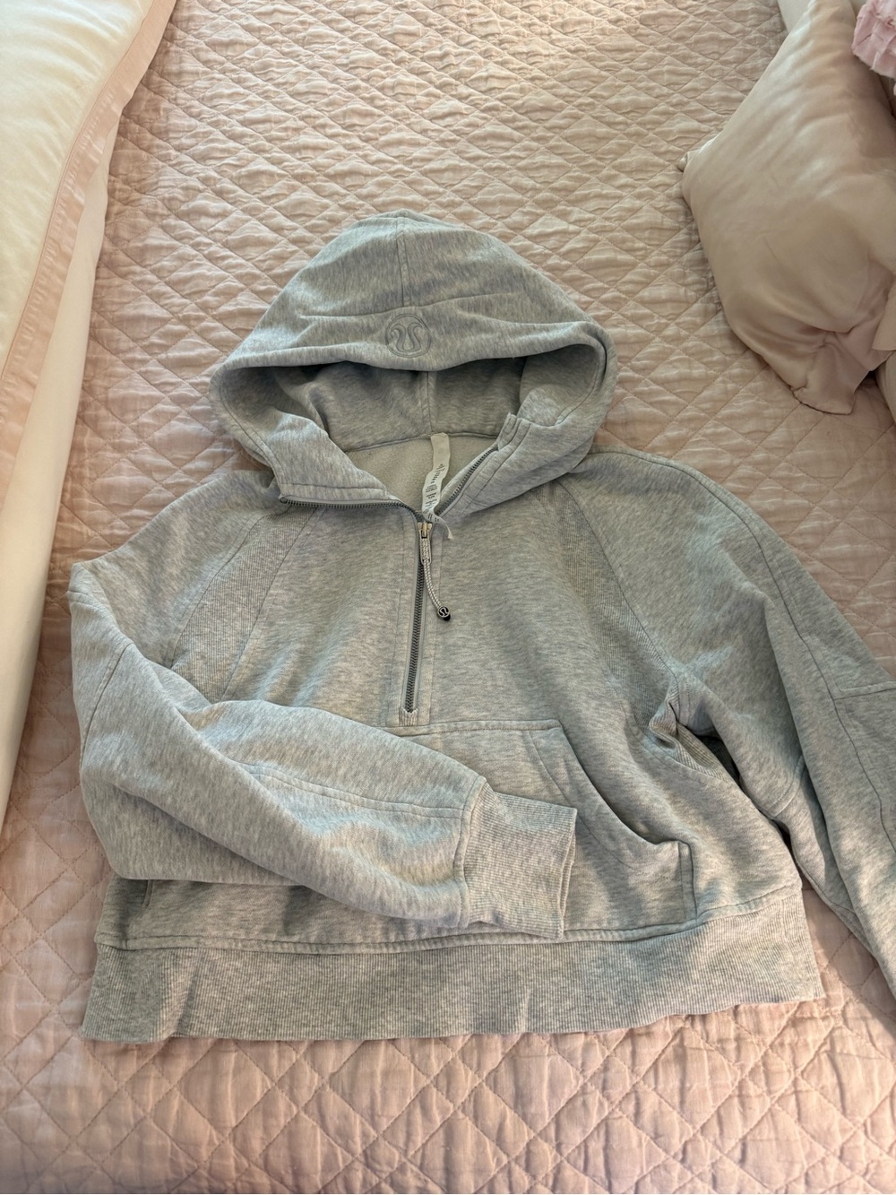lululemon athletica Light Gray Half-Zip Hooded Sweater